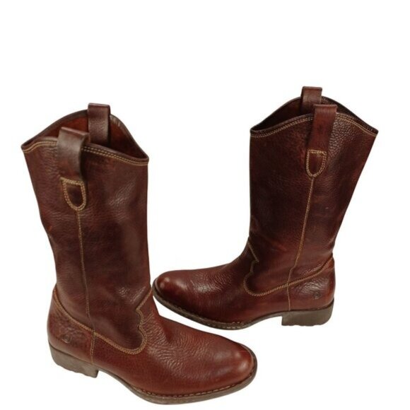 Born Western Tall Riding Boots Pull-On Brown Soft Leather Shoes Womens Size 11 - Picture 8 of 16
